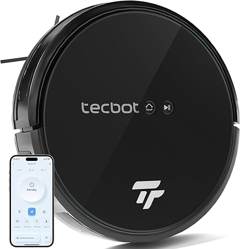 Miniatura 1 de TECBOT S1 Robot aspirador delgado 120 minutos de tiempo de ejecución 2 en 1 robot barrido o trapeador autocarga WiFi, aplicación y control remoto,