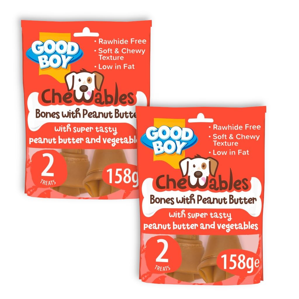 2x 158g Good Boy Chewables Bones with Peanut Butter Medium Dog Treats – Bundled by GetInStyle Shop