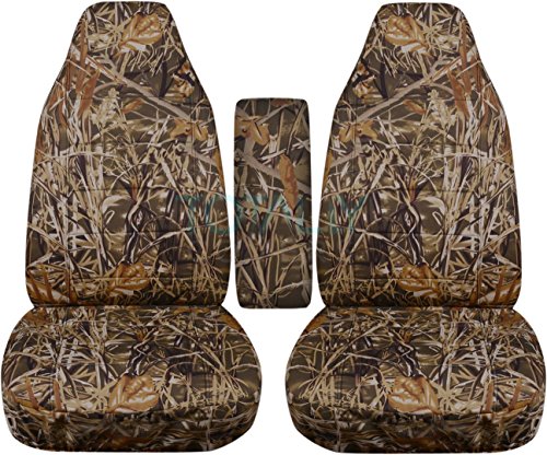 TOTALLY COVERS Compatible with 2004-2012 Ford Ranger/Mazda B Series Camo Truck Bucket Seat Covers with Center Armrest Cover: Wetland Camouflage (16 Prints)
