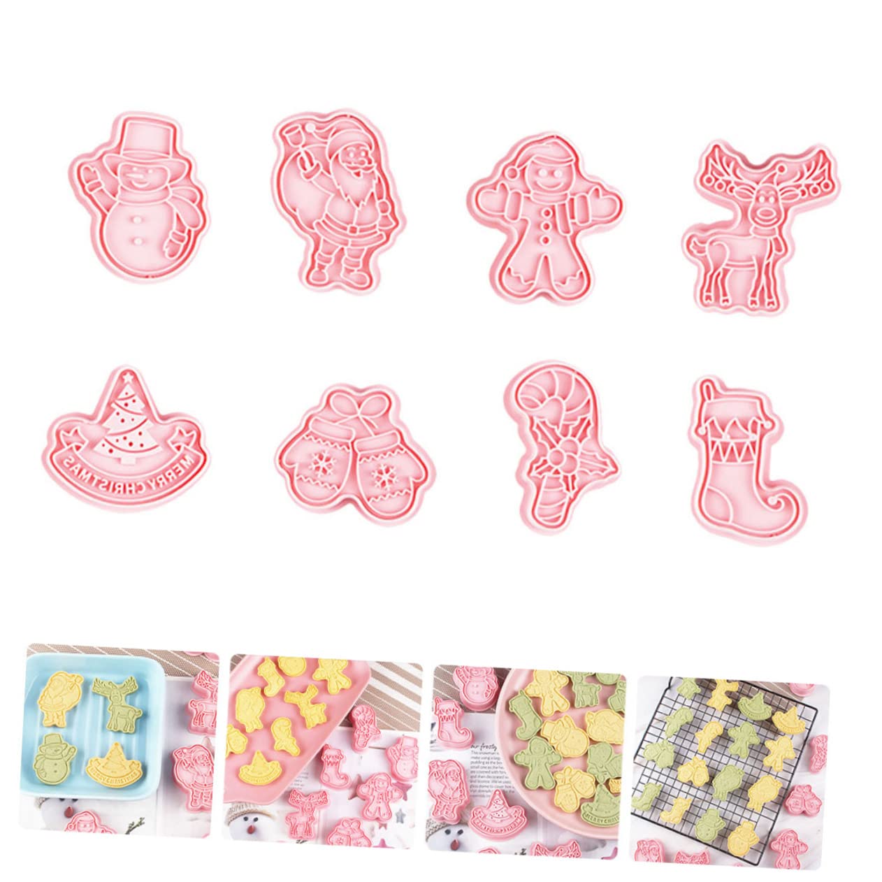MAGICLULU 5 Ensembles Moule À Biscuits Noël Gommeux D'épice Emporte-pièces Étoiles Trousse Moule De Noel Goodies Noel De Cuisson 3d De Cuisson Pp Rose 8 Pièces * 5