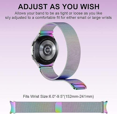 Miniatura 5 de Correa compatible con Samsung Galaxy Watch 654, bandas de metal sin huecos compatibles con Galaxy Watch Band de 1.575 pulgadas, 1.732 pulgadas,