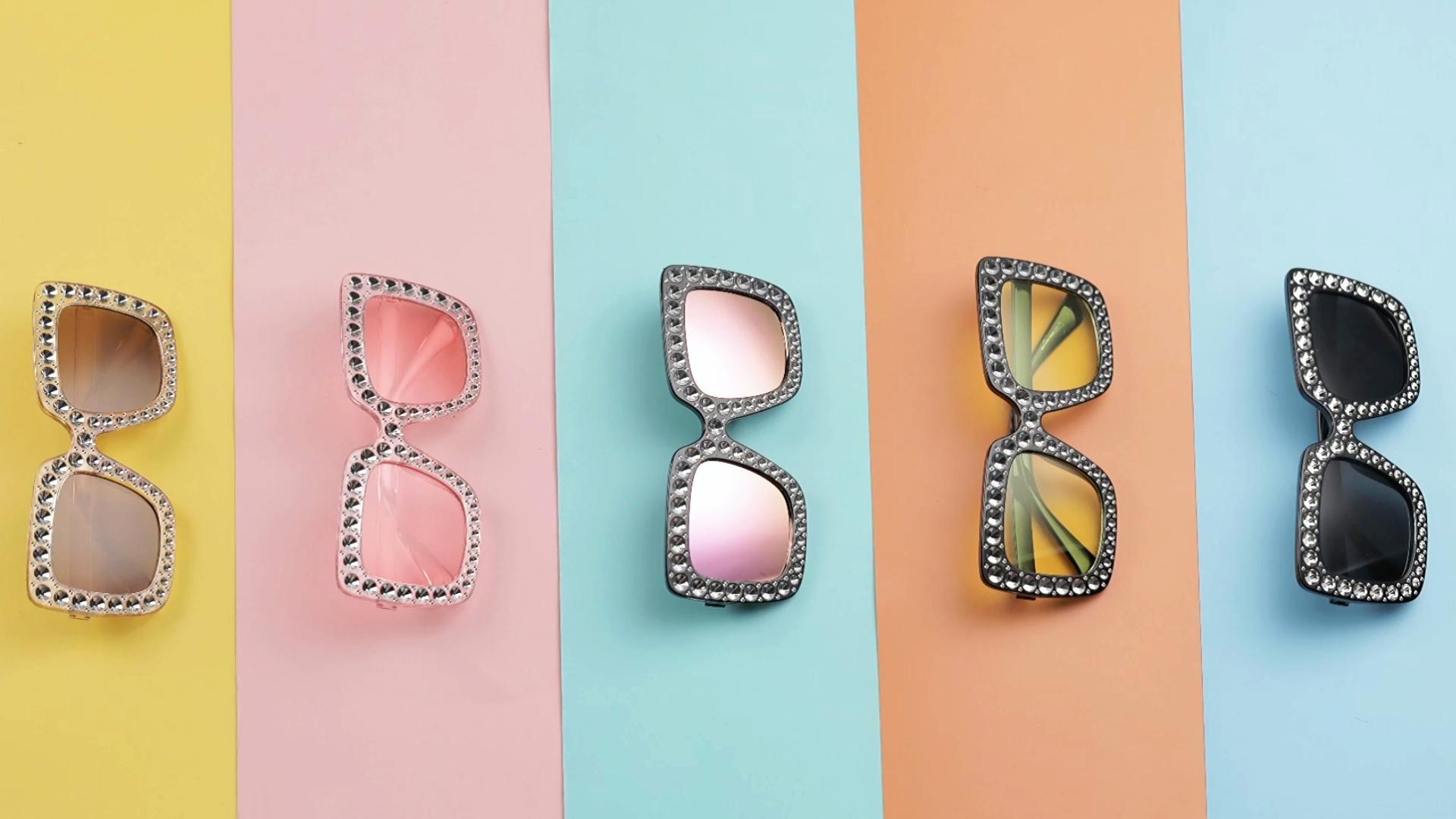 Frienda 6 Pairs Rhinestone Oversized Square Sunglasses 70s  display picture 2