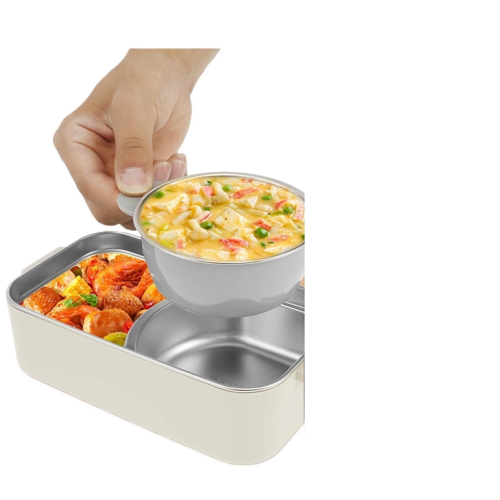 Schiscetta Pranzo Contenitore for alimenti portatile impilabile in acciaio inossidabile a 2 livelli, contenitore for alimenti da 2 litri