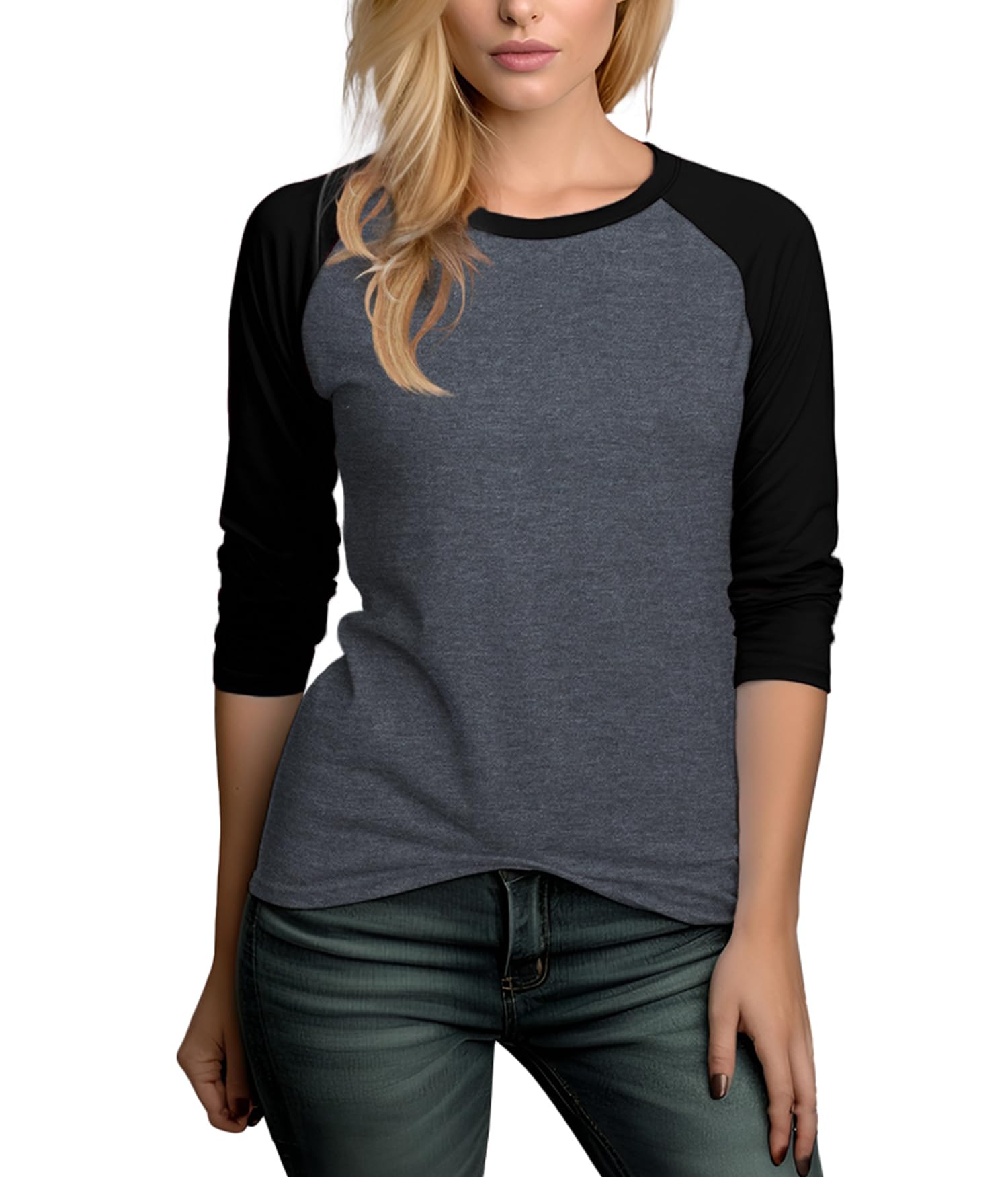 3/4 Sleeve Tops for Women - Casual Fashion Blouse Baseball Style Tees Three Quarter Raglan Shirt Women