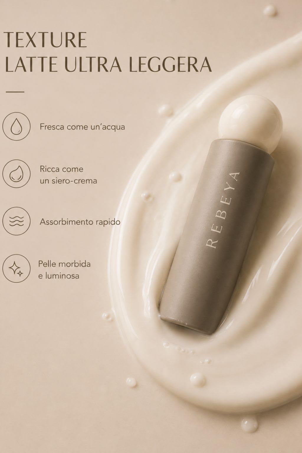 REBEYA ELISIR LIBRE - Milky toner viso illuminante e idratante con acido ialuronico - tonico viso latte leggero energizzante antiossidante face toner effetto glow pelle luminosa e morbida