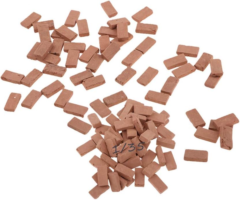 MOMAA 1/35 Miniature Brick -Scale Wall Bricks Mini Bricks Model DIY Dollhouse Bricks Diorama Fairy Garden Sand Table Micro Landscape Accessories(red+Grey) (red)
