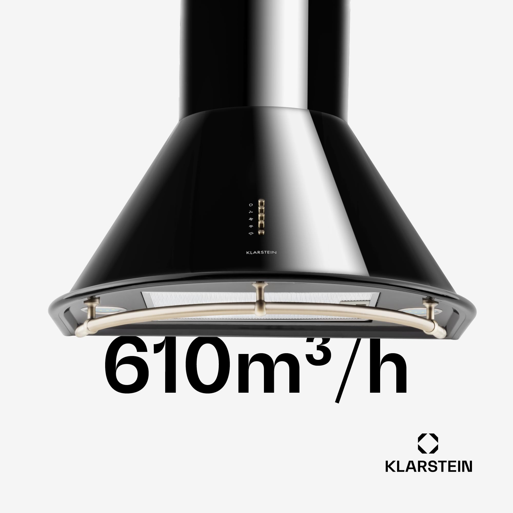 Klarstein Lumio Neo Retro Dunstabzugshaube 60 cm Abluft/Umluft 610 m³/h Edelstahl schwarz