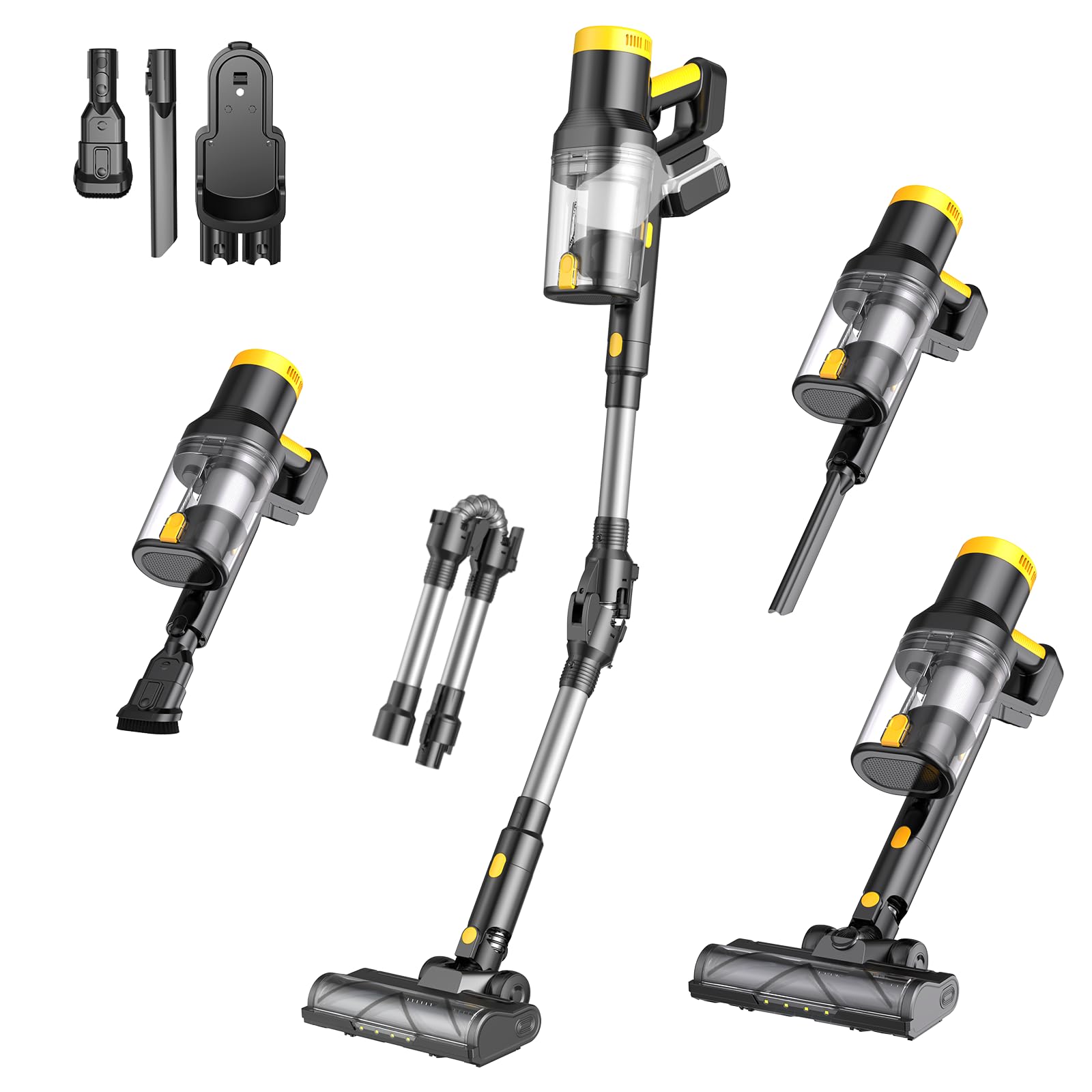 350W Cordless Vacuum Cleaner Compatible with DeWalt 20V Battery 6-in-1 Stick Vacuum 180 Bendable Wand Dual Dust Cup