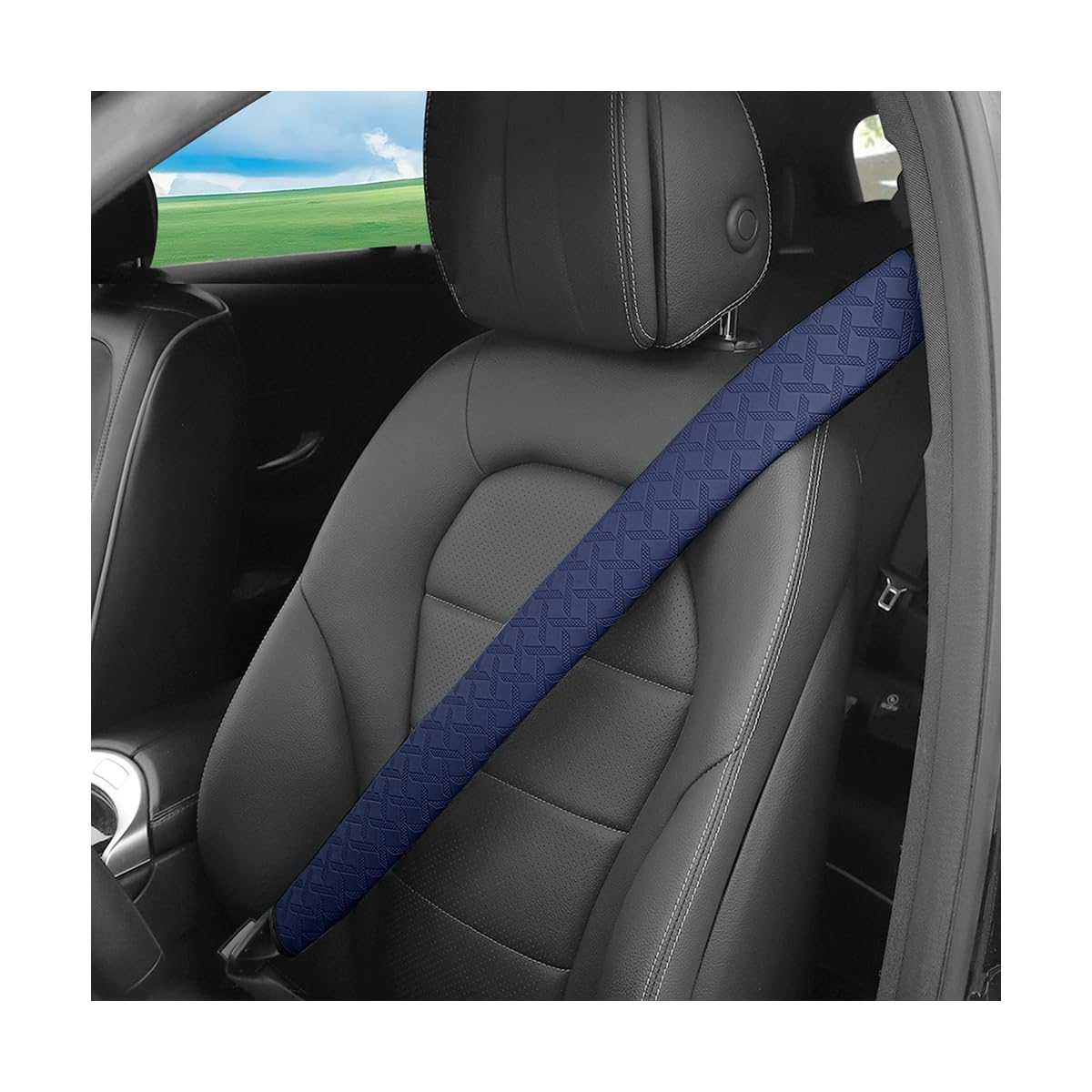 KHGUZ 2PCS Extra Long Car Seatbelt Cover, 29.53 inches Soft Leather Vehicle Safety Seat Belt Strap Cushion, Comfortable Auto Shoulder Neck Chest