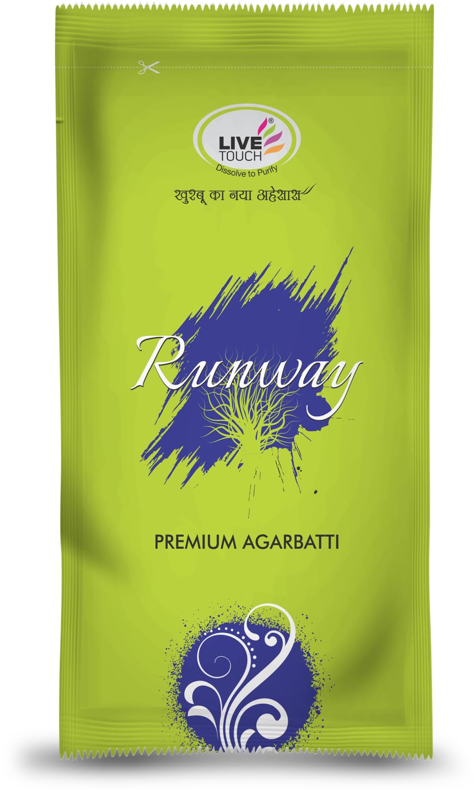 Live Touch Agarbatti Runway | Pack of 2 x 110 gm | Zipper Pouch