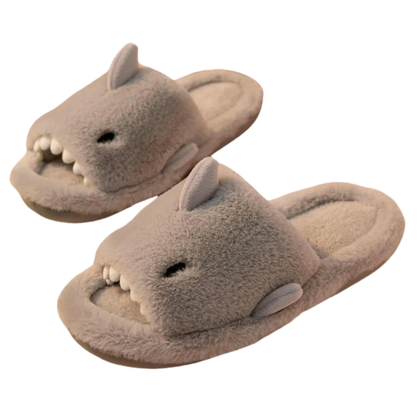 Pantofole di Cotone Suola Morbida Femminile Home Slides Uomini Scarpe per La Casa Cartone Animato Squalo Le Donne in Peluche-rosa-38-39 (23,5-24 Cm)