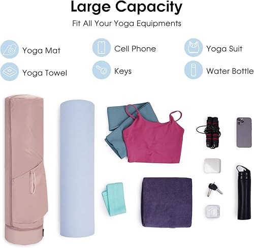 Miniatura 7 de sportsnew Bolsa para esterilla de yoga, con cremallera completa, bolsa de transporte para esterilla de yoga con cordón, bolsillo para botella de