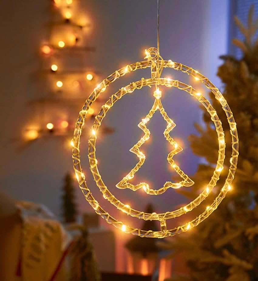 Quace LED Tree Ring Hanging Light – Energy Efficient Warm White Hanging Decor for Celebrations & Home (30 cm Diameter)