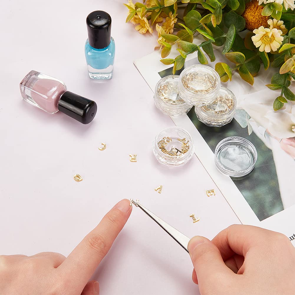 OLYCRAFT 104pcs 4 Sets Gold Rhinetone Letters Nail Art Charms 26-Letters with Rhinestone A~Z Letter Rhinestone Resin Fillers Gold Alphabet Nail Charms for Nail Arts Decoration Resin Jewelry Making - Image 3