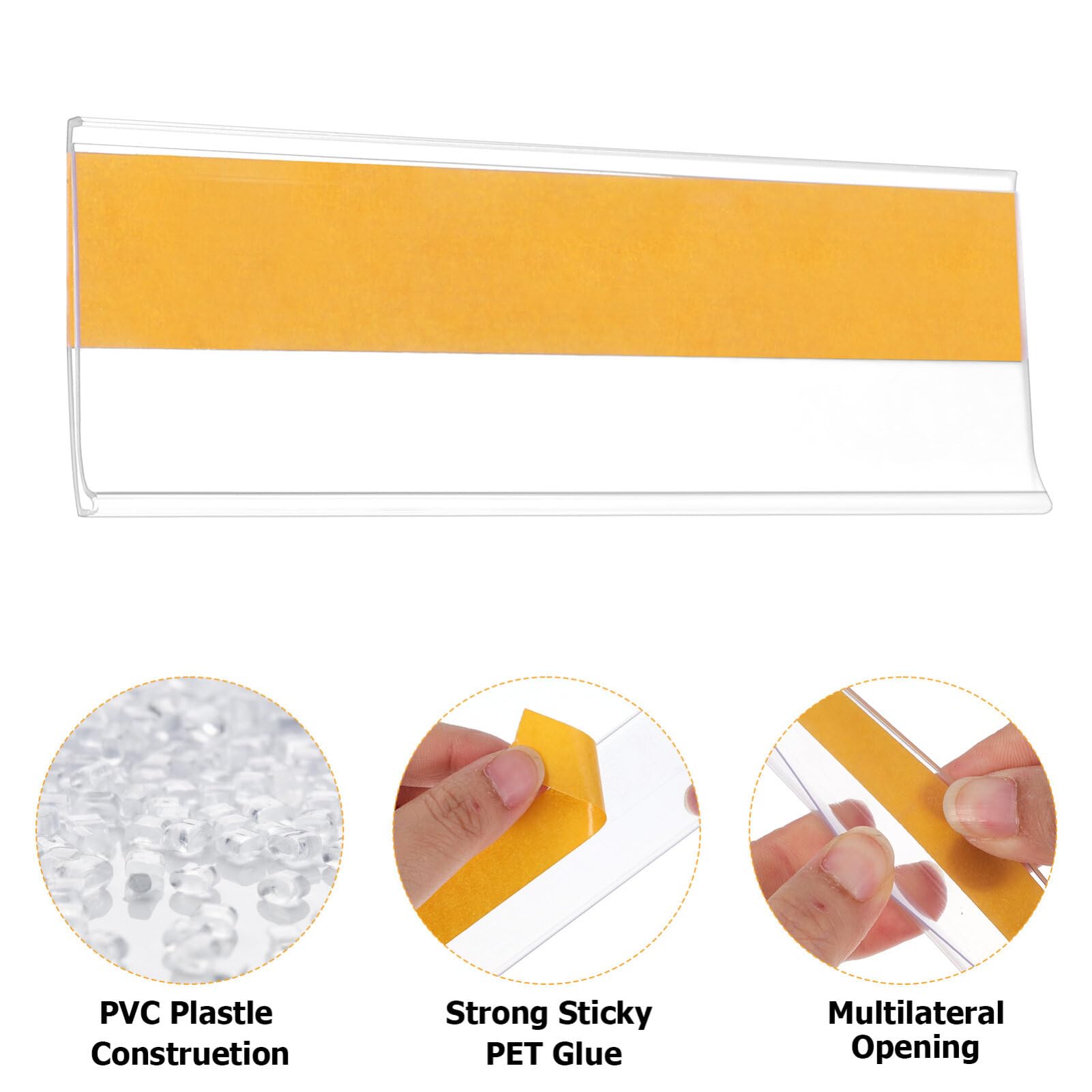 Housoutil 100 Pièces Porte-Étiquettes D'étagère Étiquettes Adhésives D'étagère Porte-Étiquettes En Plastique Transparent Avec Étiquettes D'étagère En Papier Blanc Pour Bacs De Rangement