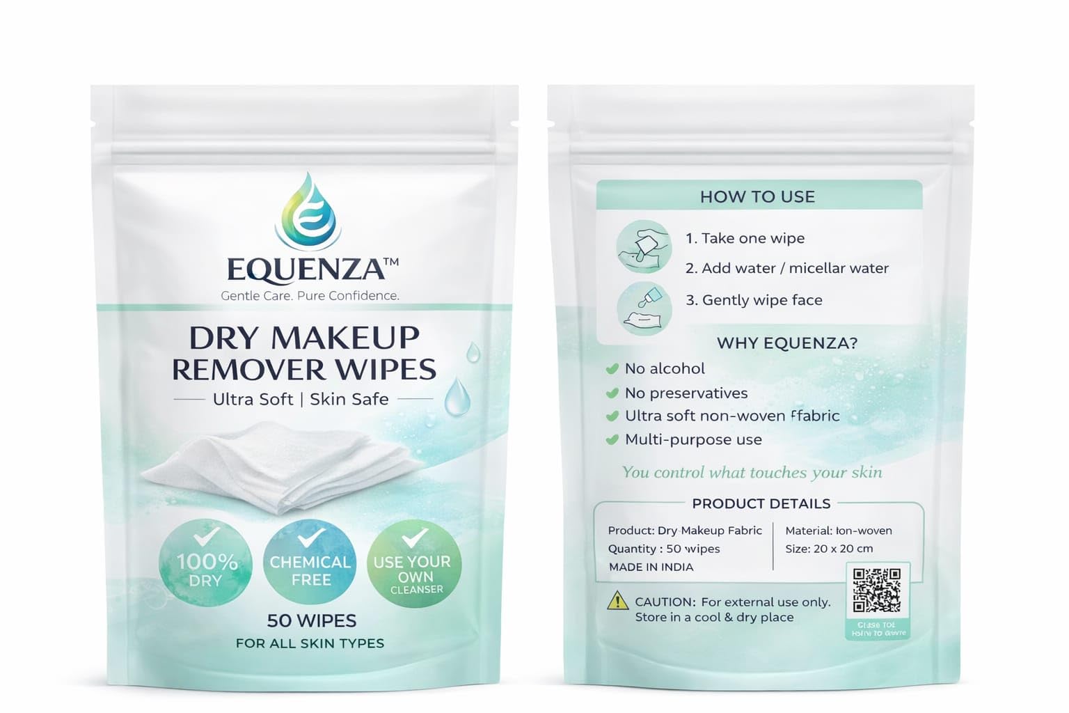Dry Makeup Remover Wipes (50 Count) | 100% Chemical-Free | Ultra Soft Non-Woven Fabric | Use with Water or Cleanser | Reusable Face Cleansing Wipes for All Skin Types-image-19