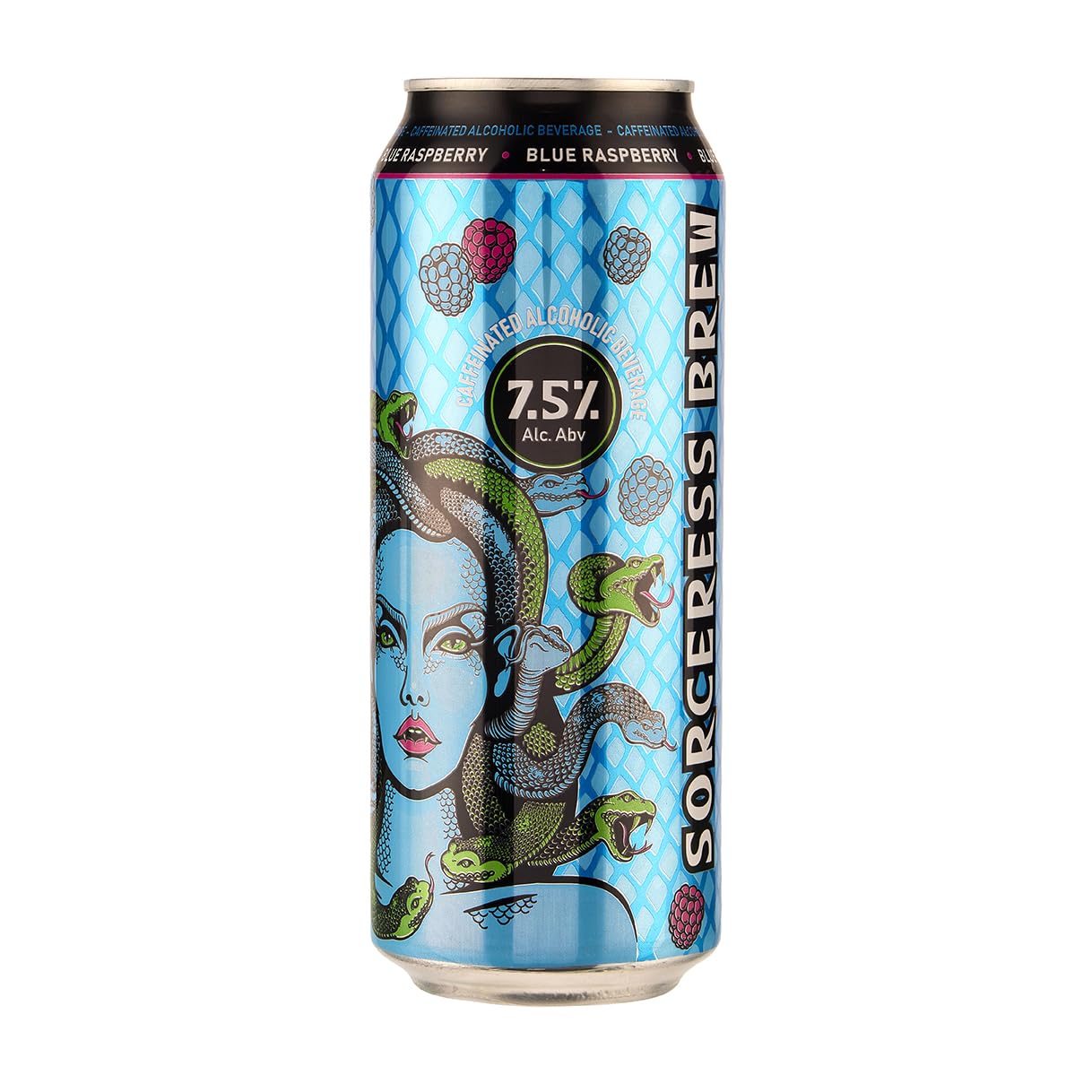 Sorceress Brew Blue Raspberry 7.5% ABV – 12 x 500ml Cans – Fruity Alcoholic Energy Drink with Blue Raspberry Flavour, Sweet & Tangy, Refreshing Caffeine Boost