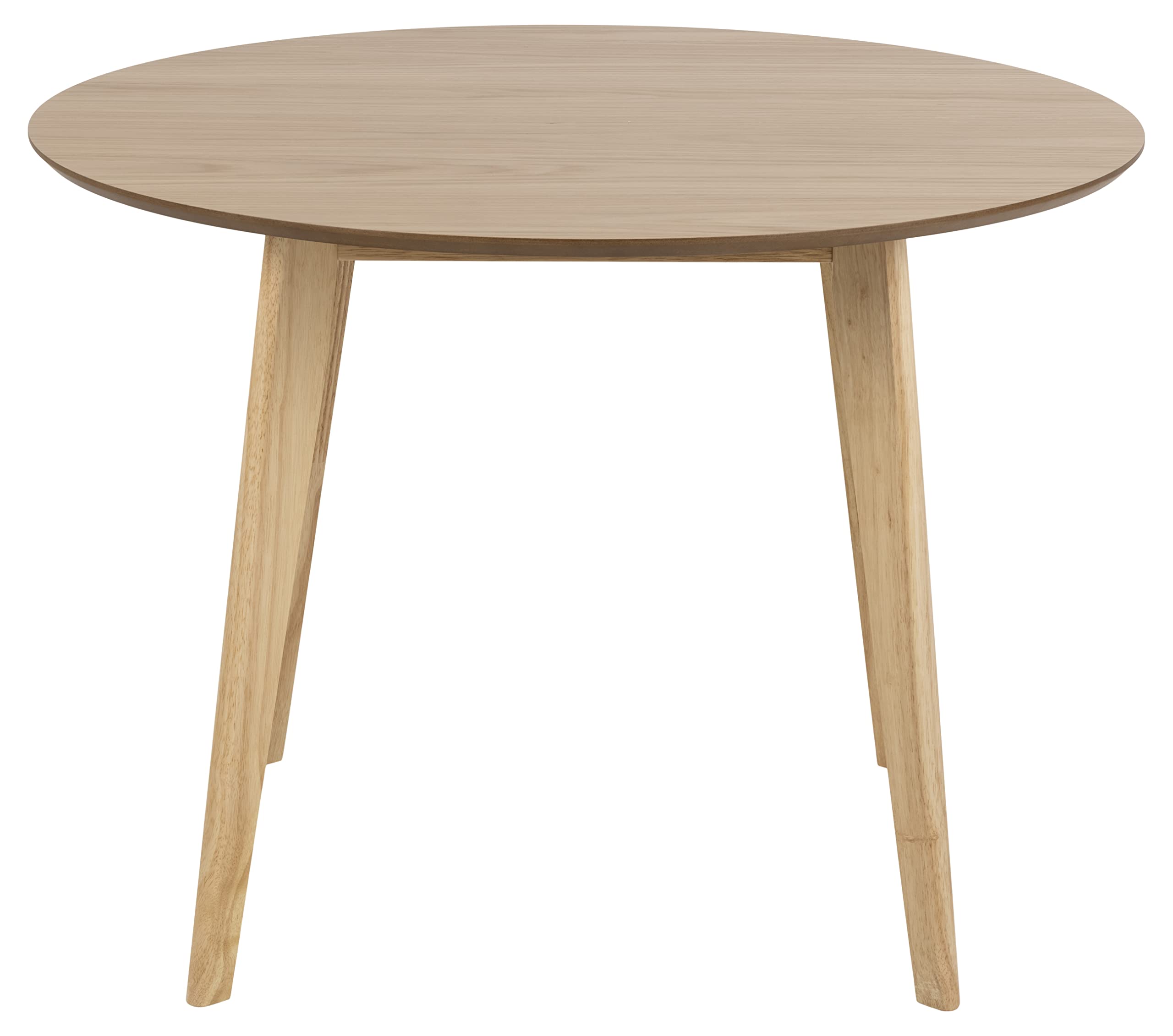 AC Design Furniture Roxanne - Tavolo da pranzo rotondo per 4 persone, effetto rovere, diametro 105 x altezza 76 cm, tavolo da cucina con impiallacciatura di quercia e gambe in rovere tinto stile retrò