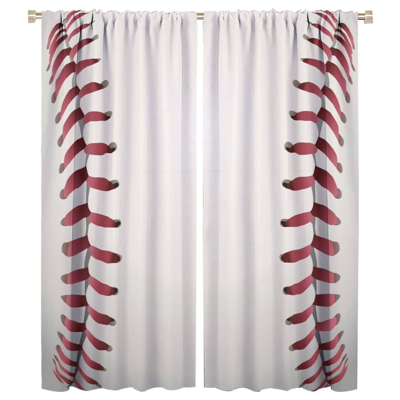 JESTRONRY Boys Sports Curtains,Red Baseball Texture Background Illustration Window Treatments Curtains for Living Room Kids Teens Bedroom Decor W42xL54in