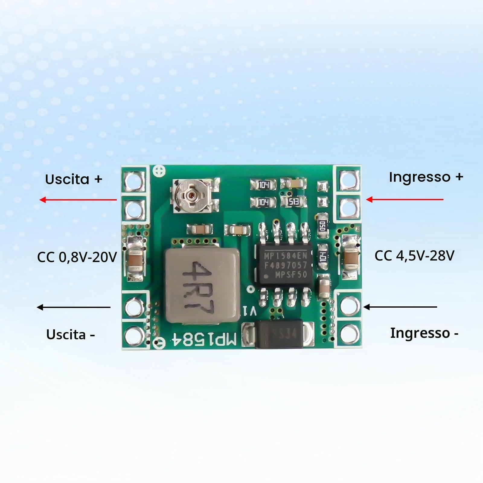 DC-DC 3A Mini Convertitore Buck Step down AYWHP 6 Pezzi Regolabile Alimentatore Step Down Module DC-DC da 4,5-28V a 0,8-20V