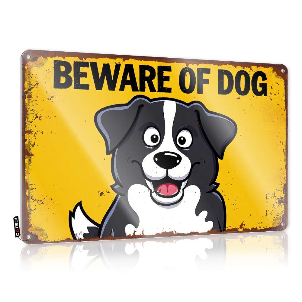 Fzfn Men's Colour Farm Kitchen Decor, Vintage Wall Decor Dorm Decor Beware Of Dog Sign With Cartoon Dog. | Rustic Nostalgic Wall Art(30X40cm)