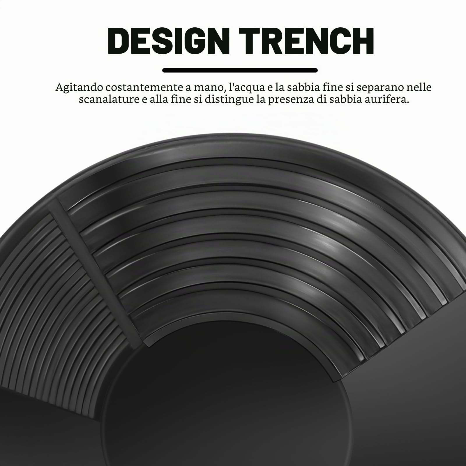 AFAIK Bacino per la Ricerca Dell'Oro Gold Pan Kit Classificatore d'oro Ricerca Oro Pans Setaccio Accessori per sabbia oro miniere lavaggio manuale oro panning attrezzature (Nero)