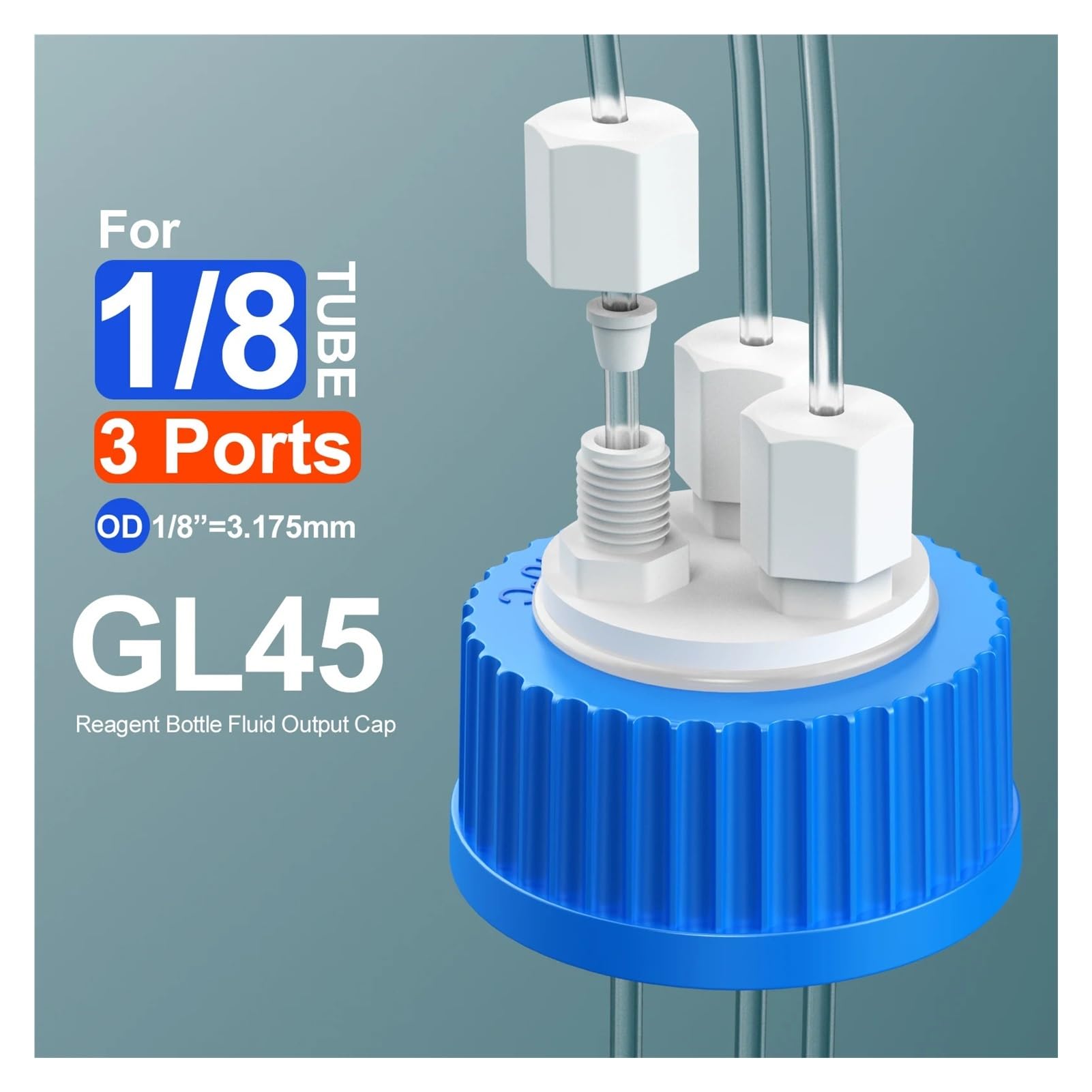 Tapa de tampón de alimentación GL45 azul GL45 tapón poroso, tapón espiral, tapón for residuos de cromatografía líquida 1/8, 1/4(1-8 tube 2port)