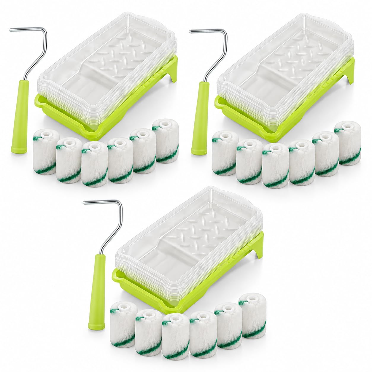 LOPYXBR 2 Inch Paint Roller Set, Small Roller and Tray Green(42PCS Total)