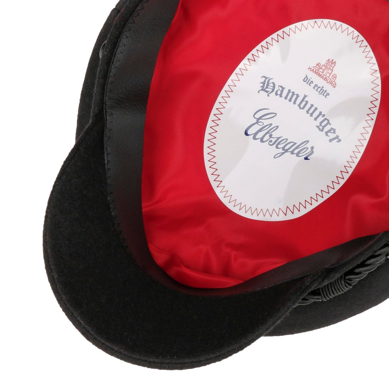 HAMMABURG Gorra Elbsegler Tradicional Capitán Marinero de Paño con Visera Cordeles y Botones Negros Hombre