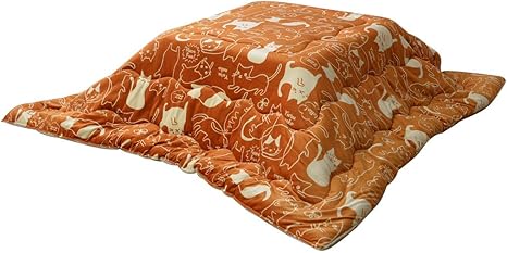 Amazon イケヒコ こたつ布団 正方形 ミーニャ 約190 190cm オレンジ ネコ柄 こたつ布団 オンライン通販