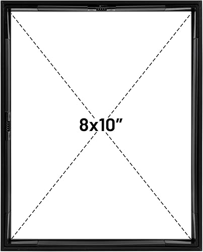 Miniatura 5 de Frametory, Marco de fotos flotante de 8 x 10 pulgadas, marco de fotos de metal de aluminio negro, cristal real de la parte delantera, para pantallas