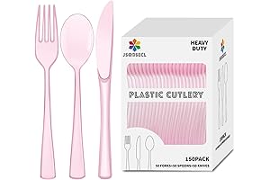 150-Piece Pink Plastic Silverware Set, Disposable Cutlery Perfect for Parties