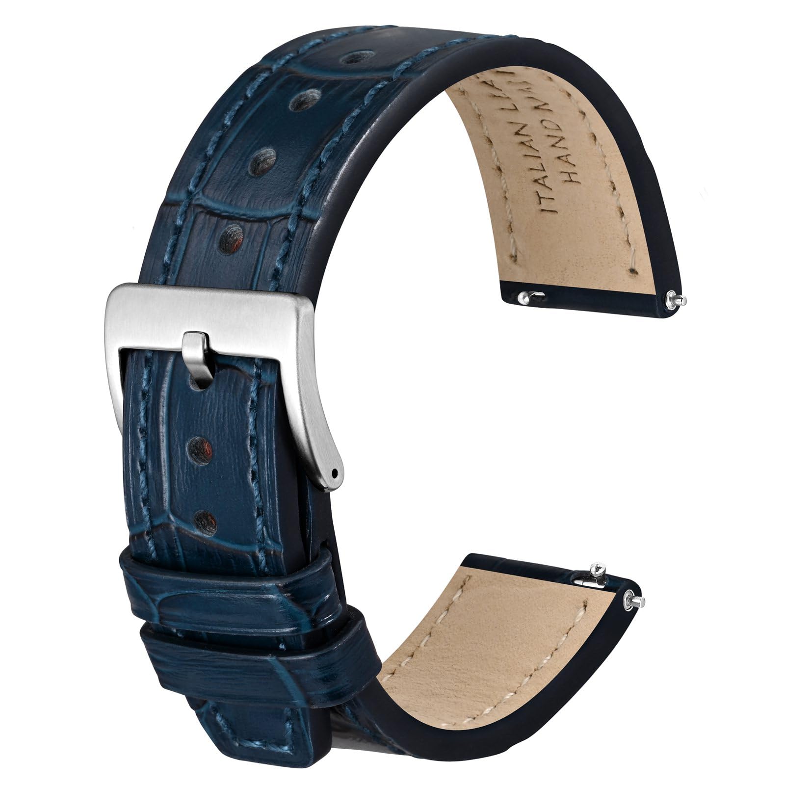 Italian Alligator Grain Embossed Pattern Leather Watch Band,Quick Release Calfskin Replacement Watch Strap for Men Women,Band Width 18mm 20mm 22mm 24mm