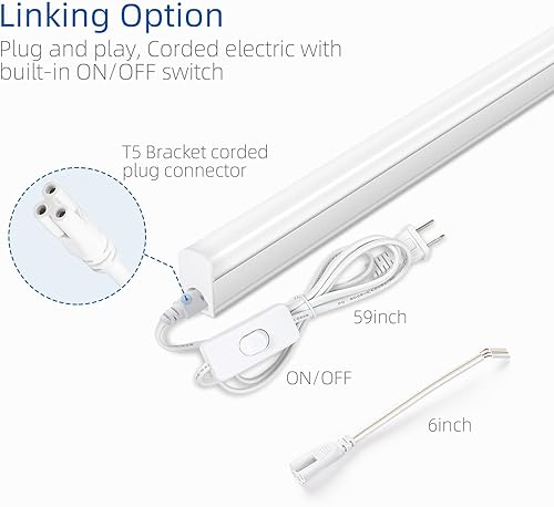 Miniatura 4 de Iluminación LED para debajo del gabinete, 1 pie, 5 W, 6000 K, 500 lm, luces debajo de la encimera para cocina, tienda, eléctrica con cable con