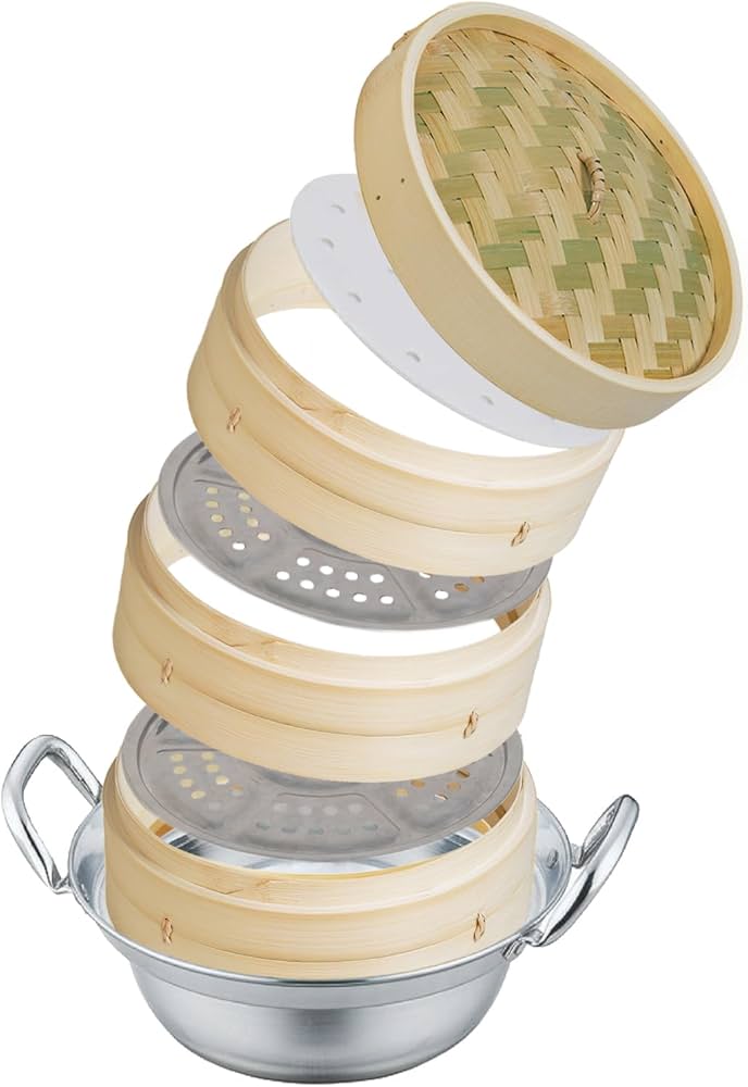 Amazon | 【 意匠登録証取得 】お手入れ簡単 組合せ新蒸篭楽々 21cm 直