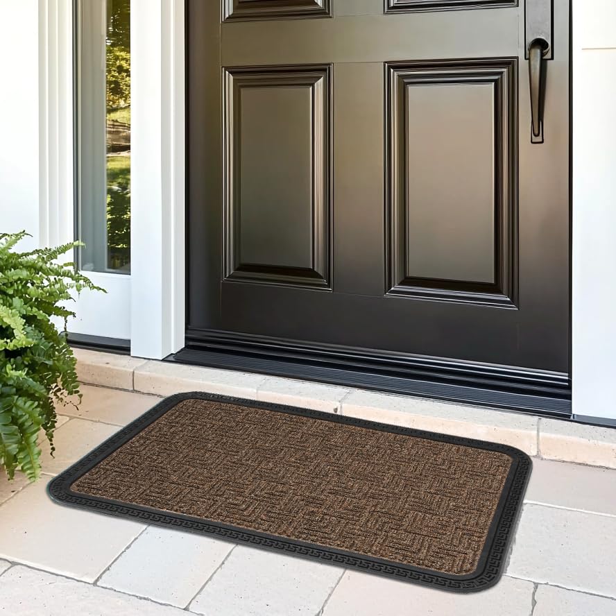 Image of Encasa XO Door Mat for Home Entrance, Polypropylene Floor Mat Brown