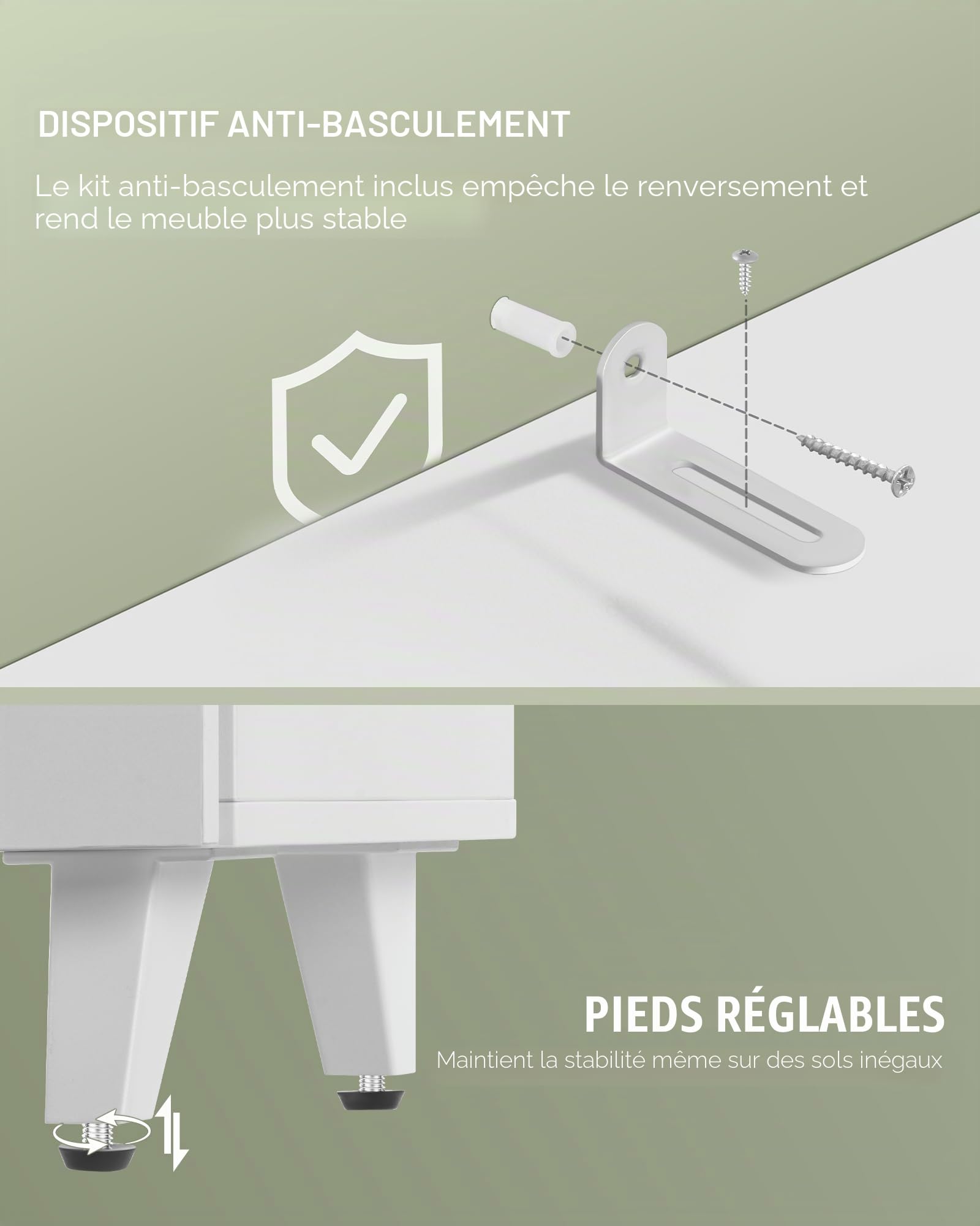 Hzuaneri Meuble sous Lavabo, Rangement Salle de Bain, 30x80x64cm, Blanc