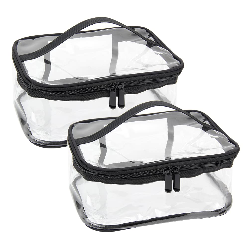 JSMTKJ 2 Piezas Neceser Transparente PVC Bolsa de Cosméticos Impermeable con Cremallera Bolsa de Lavado Impermeable para Viaje Bolsa de Aseo Portátil para Almacenamiento Neceseres
