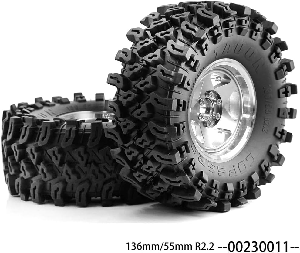 4個 136mm メタル 2.2インチ ビードロック ホイール リム タイヤ