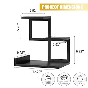 Gannyfer Desk Shelf Organizer - Wood Desktop Shelf, Freestanding Desk Hutch Office Decor, 3 Tier Storage Display Rack, Small Bookshelf with Metal Frame for Books/Plants/Toys (Black)
