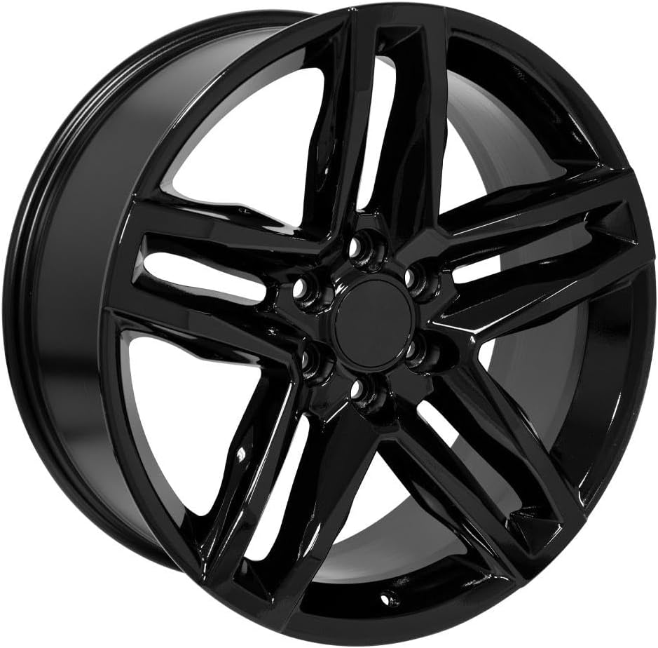 OE Wheels CV34 22 Inch Rims and Tires Fit Silverado 1500 Trail Boss Style 6x139.7 22x9 Gloss Black - Hollander 5911 - TS-37 AT 285/45-22 (Set of 4)