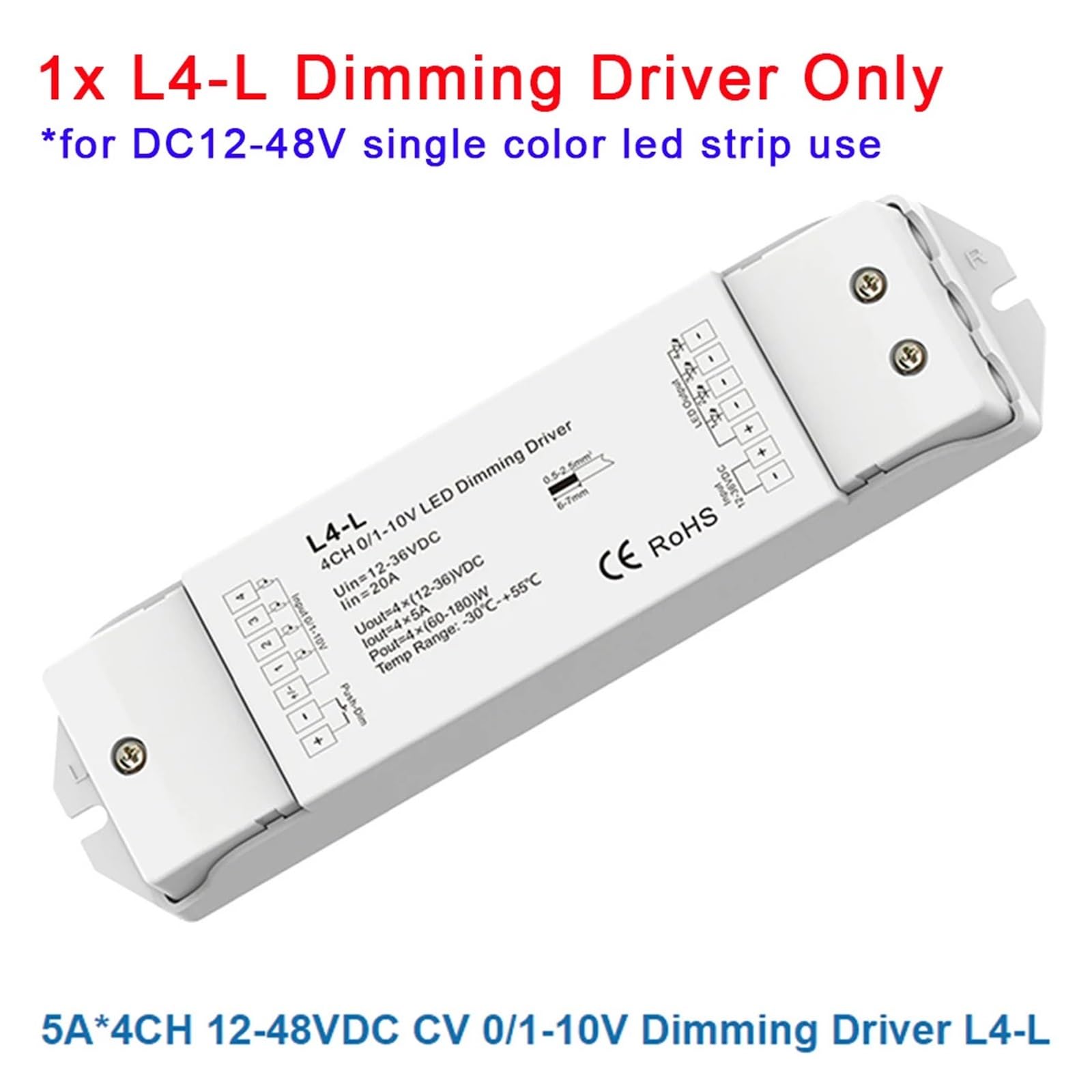 Controlador de atenuación LED LV LV2 LV-L L4-L 0/1-10V controlador de atenuación LED de voltaje constante PWM 1CH 2CH DC 24V 12V 0-10V atenuador 1/2 canal de atenuación por empuje(L4-L Driver Only)