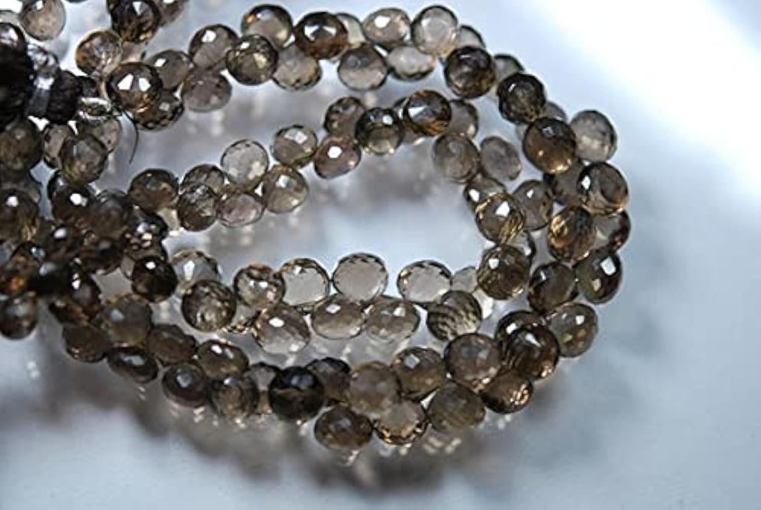 Smoky Quartz Faceted Onion perles naturelles briolettes de 6-8mm pour fil à bijoux