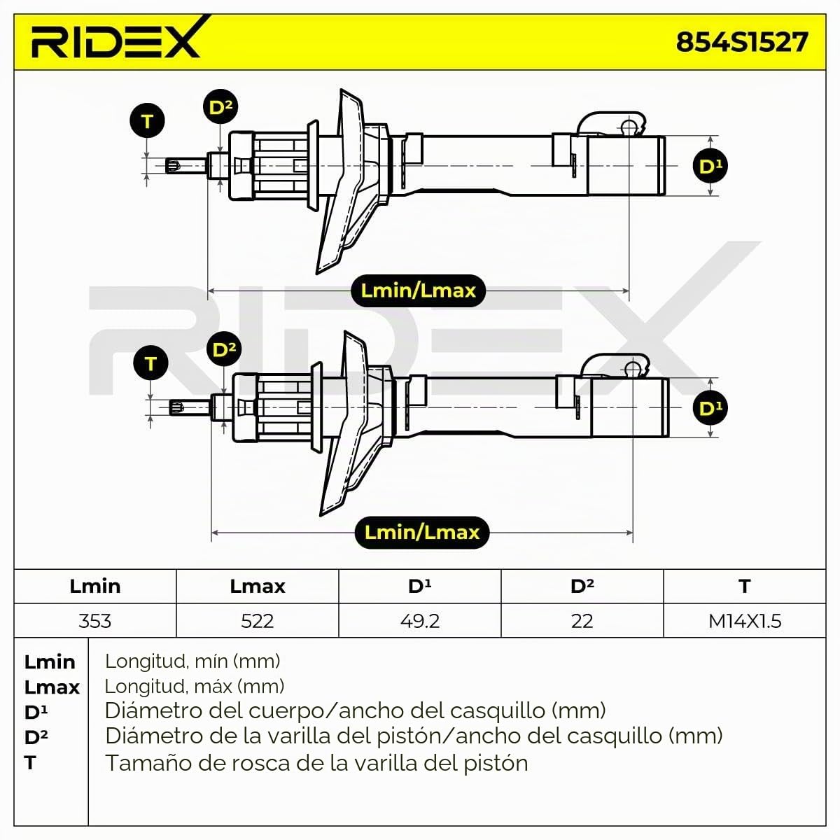 RIDEX 854S1527 2x Amortiguador Delantero Compatible con VW Golf 4 Hatchback 1J1