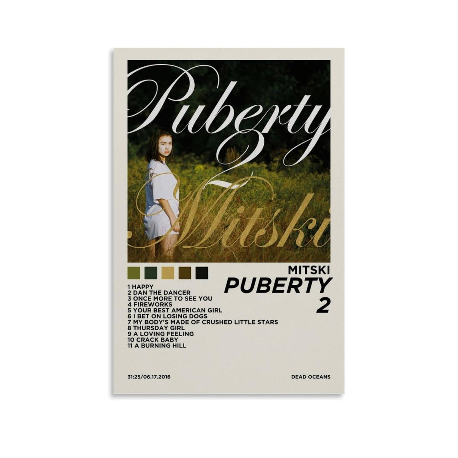 Whbaq Unframe-Style Mitski Poster Puberty 2 Album Poster Canva Colourfast Wall Art Decorative Painting For Living Room Bedroom Home Decor 08X12inch(20X30cm)