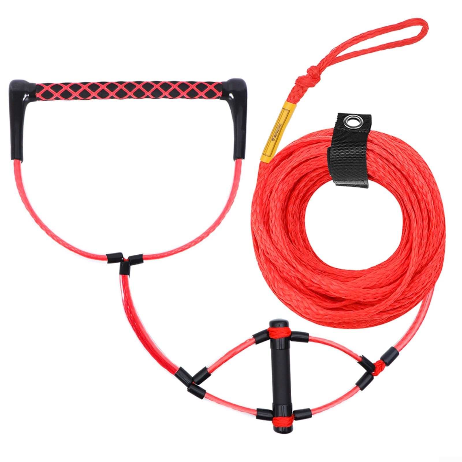 Cuerda flotante de esquí acuático de 75 pies, línea de remolque resistente para wakeboard con mango de EVA para deportes de rodilla y balsa