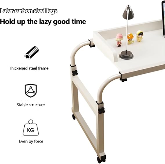 Bedtable, Overbed Table with Wheels,Over The Bed Table with Wheels Over Bed Table with Wheels Adjustable Height Height Adjustable Mobile Table Works as Laptop Cart Computer Table Bed Table