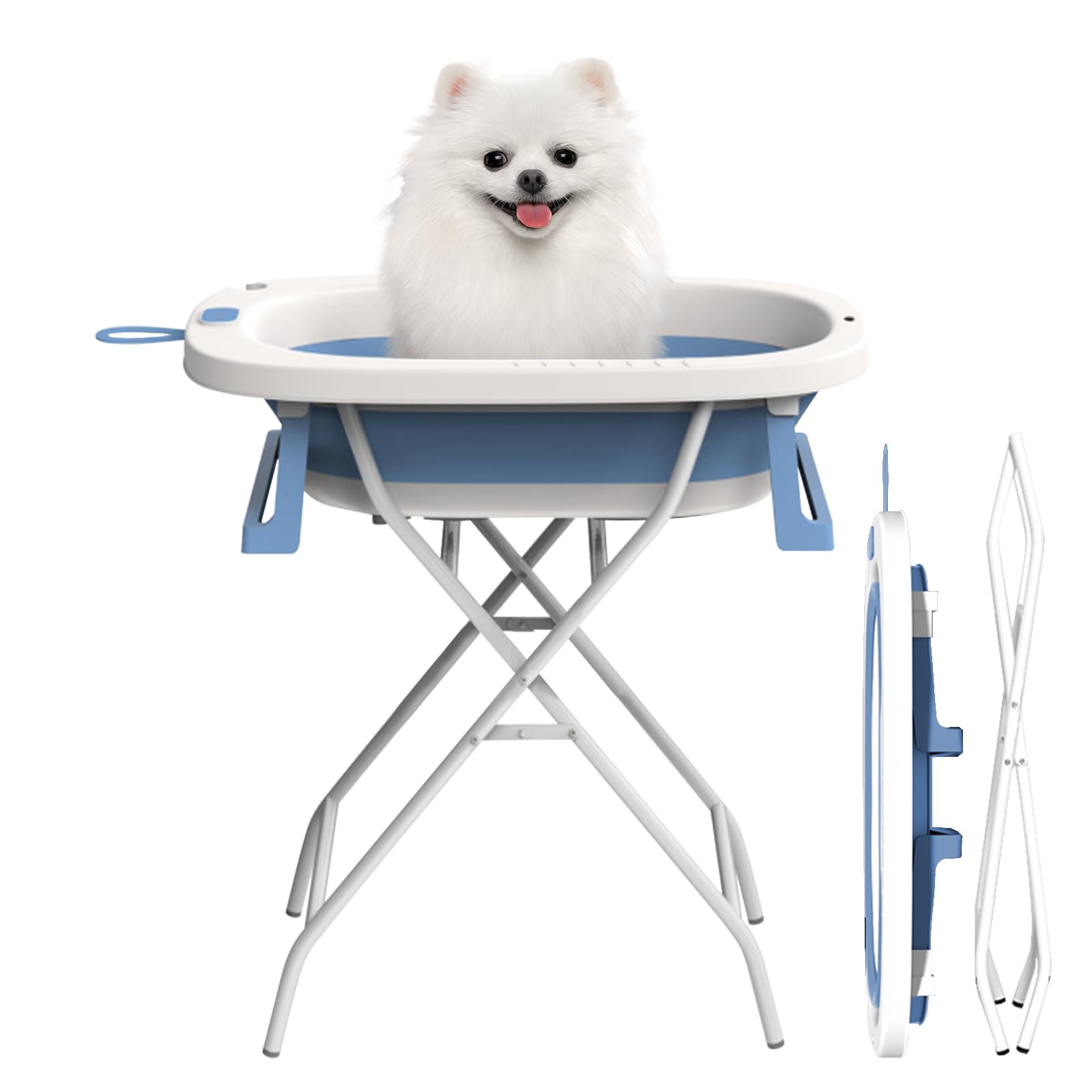 Dog Bathtub, 2 in 1 Foldable Pet Dog Bathing Tub with Stable Bracket, 45L Dog Bathing Tub Washing Station for Small Dogs Cats Pet, Indoor and Outdoor