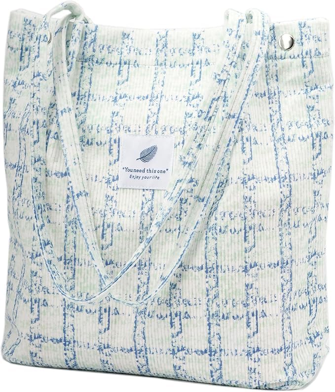 Image of Lyrovo Women Corduroy Shoulder Tote Bag for Work Beach Travel and Shopping Grocery