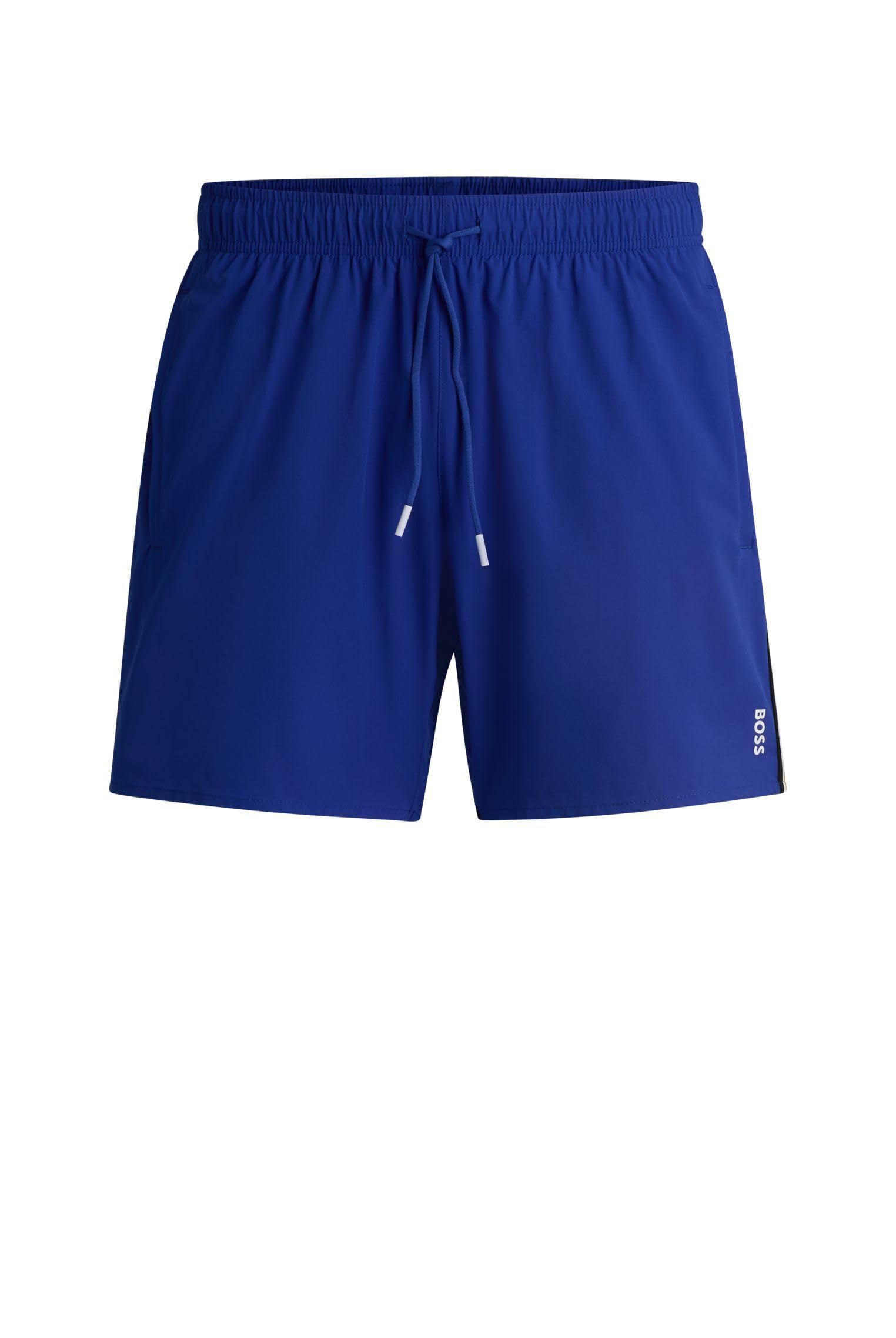 BOSS Mens Iconic Recycled-Material Swim Shorts with Logo and Signature Stripe
